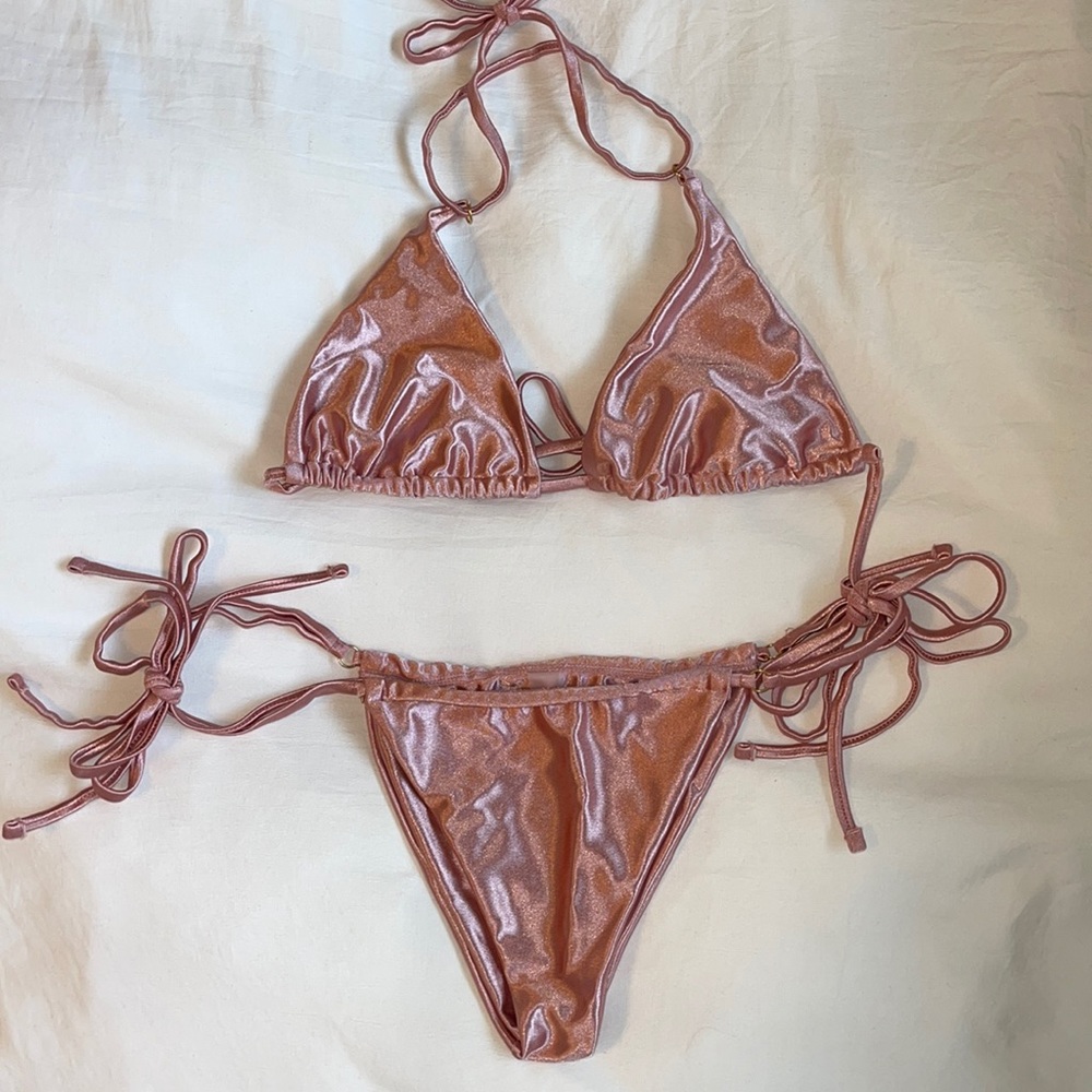 Pink Metallic Shiny Bikini (NEVER WORN) <3